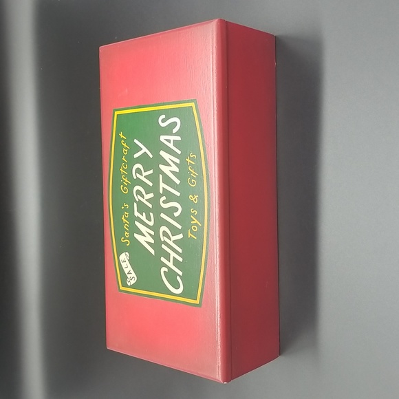 Restoration Hardware "Santa's Giftcraft Merry Christmas Toys & Gifts" Wood Box - Picture 2 of 12
